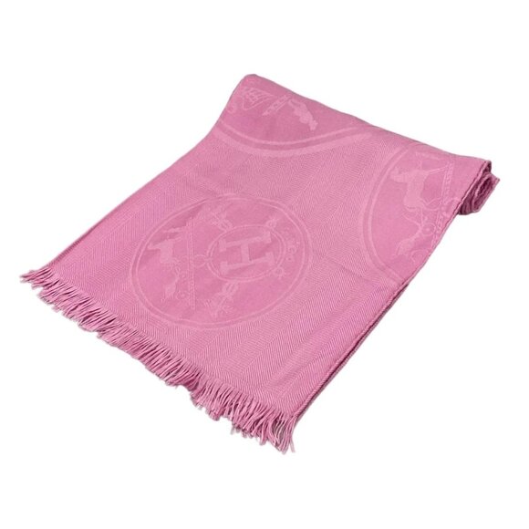 HERMES New Libris - Pink Cashmere Silk Scarf 698-071525 - Picture 1 of 6